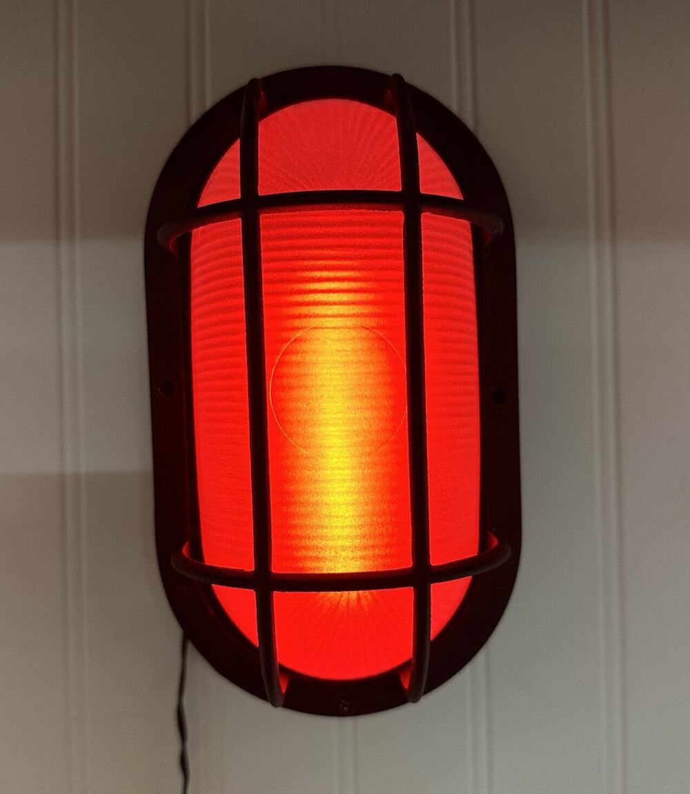 Oval Caged Red LED Minispotlight.com 12v Haunted House Escape Room 8.5” X 4.5”